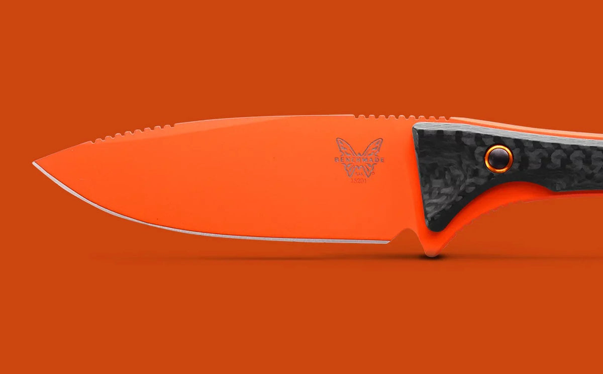 Knife Orange CPM-S90V Altitude 15201OR Blade Cerakote Benchmade Fiber Carbon 3.08" Fixed Handle
