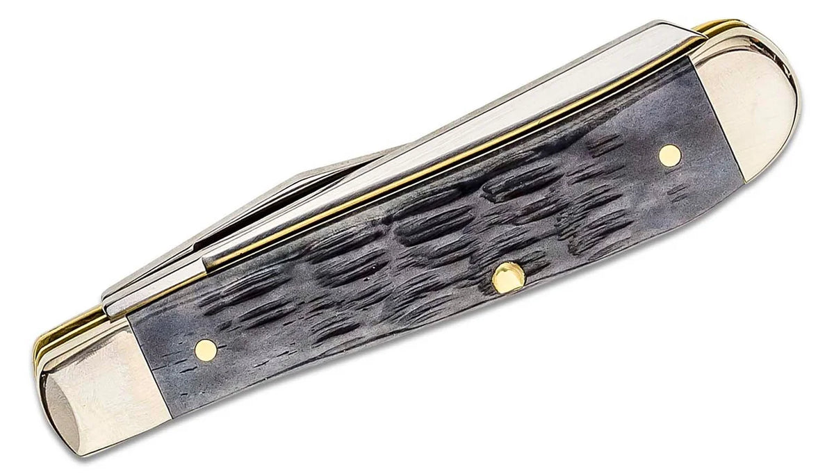58414 Knife Pocket Steel Trapper Knives Crandall XX Pocket Worn Gray Bone Jigged Case Mini Carbon