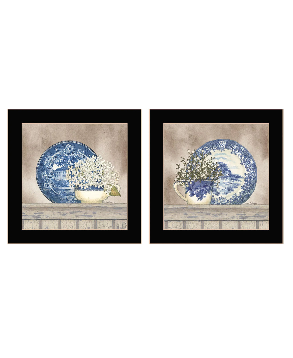 2-Piece Ready Blues Spivey, Linda Black Farmhouse By Framed to Print, Hang Frame "The Collection" Vignette
