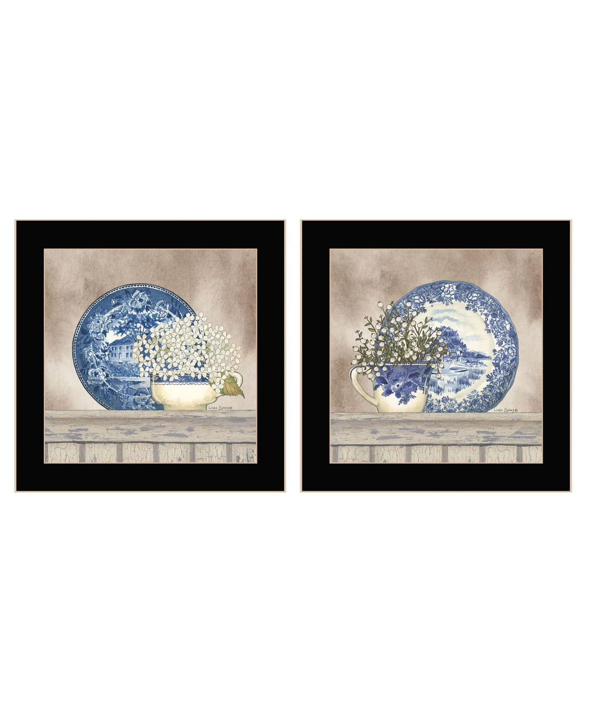 2-Piece Ready Blues Spivey, Linda Black Farmhouse By Framed to Print, Hang Frame "The Collection" Vignette