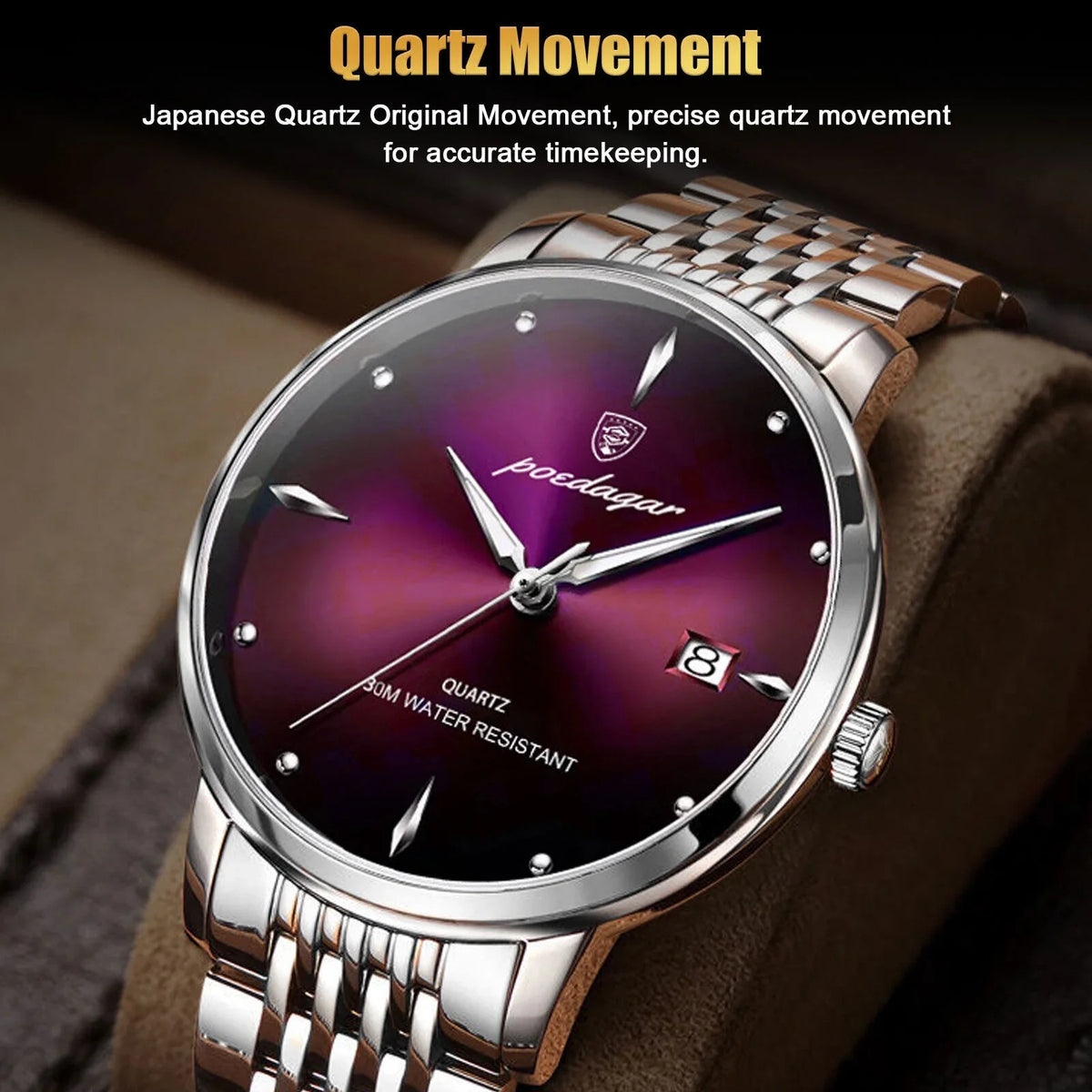 Luxury Luminous Steel Watch Waterproof Men's Classic Stainless Wristwatch Quartz