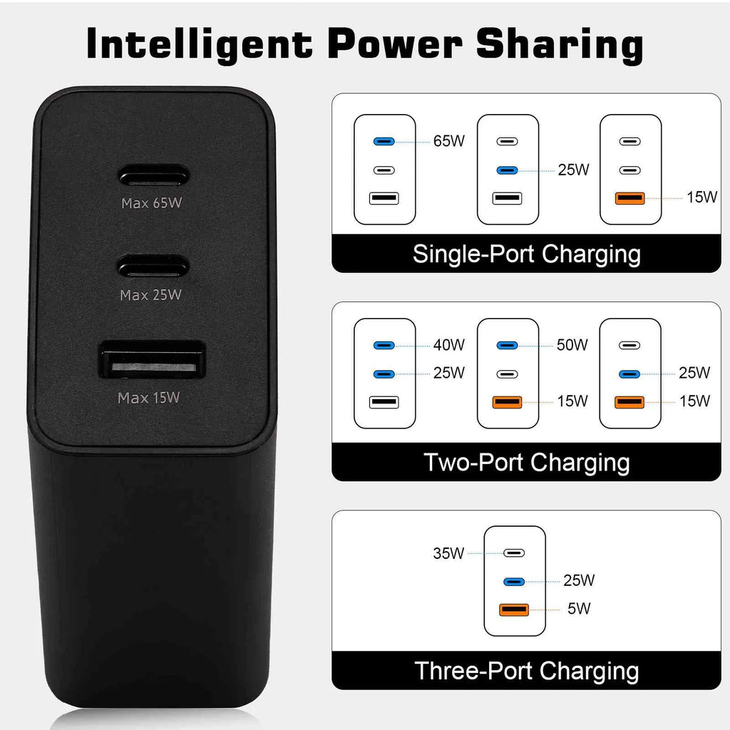Travel Charger NFC/Note Dual with Infinix Laptops, - Charging Phones Pixel USB - Galaxy, for & Pro Neo/Hot 3 65W Pro Fast X/Zero USB-C 10 iPhone, High-Speed Ports 10i/Note X Zero 10