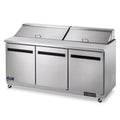 115v Prep Arctic 71.5-Inch AST72R Refrigerated 3-Door Table, Sandwich/Salad Air