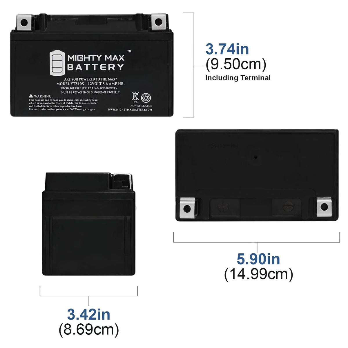 GSX-R1000 2 YTZ10S compatible with Suzuki 12V Battery 1000 - Replacement 8.6AH Pack 00-17