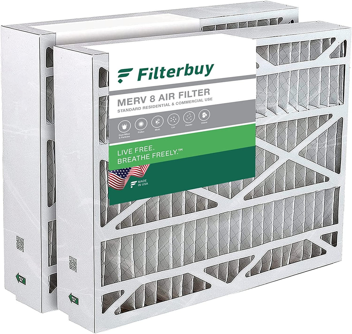 Rheem, Ruud, 8 Air MERV and Filters 17.5x21x5 Protech Filterbuy (2-Pack) AC for HVAC Furnace Pleated