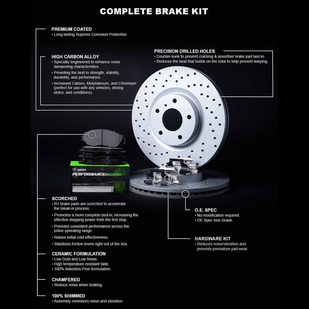Rotors| Brake A4 A5 Pads Brake 2008-2017 and Audi Pads| Rotors Quattro, Kit allroad, Performance Rear and A4 Rotors Pads| Brakes |Rear Sport A5, Hardware A4, Concepts Q5 R1 Kit|fits Brake Quattro, and