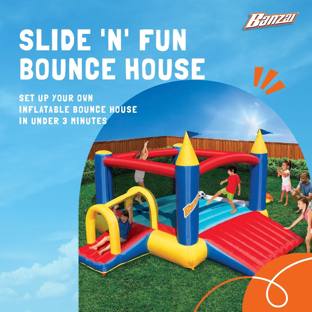 2 Fun House Slides Complete Bounce Slide with Air Blower Banzai N’ Set and
