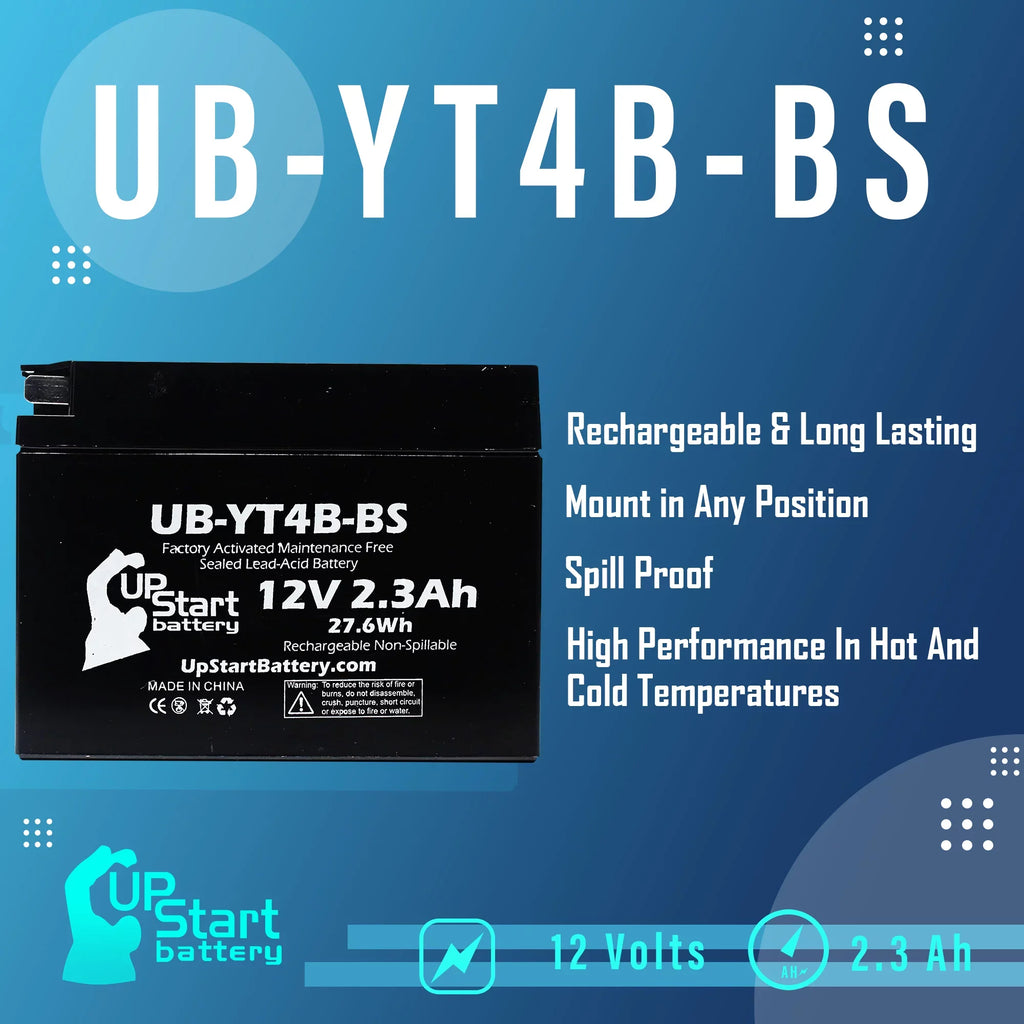 Motorcycle SR400 Maintenance 5-Pack UpStart 400CC Free, Battery Battery - 12V, UB-YT4B-BS Replacement Yamaha 2004 Factory 2.3Ah, for Activated,