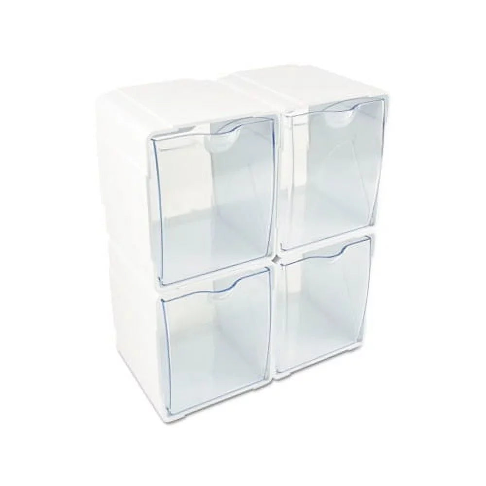 4 4-Bin Interlocking x Tilt 5 1/2, 7/8 Organizer 5/8 Bin x 4 White/Clear