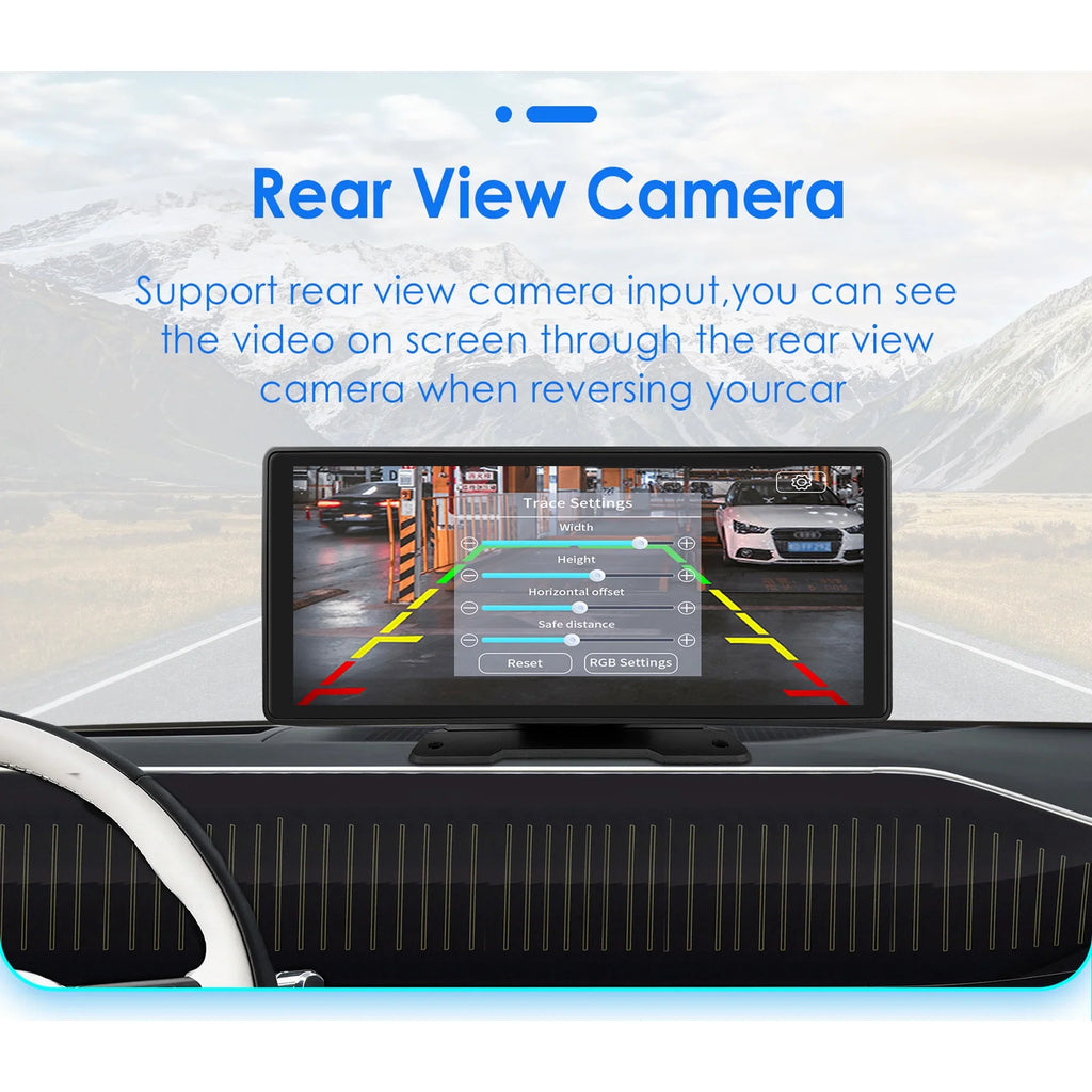 Android 360° Adjustable Head Carplay Mirror Auto Stereo 10.26" Touchscreen Car Navigation FM Radio Unit GPS Player Link Bluetooth