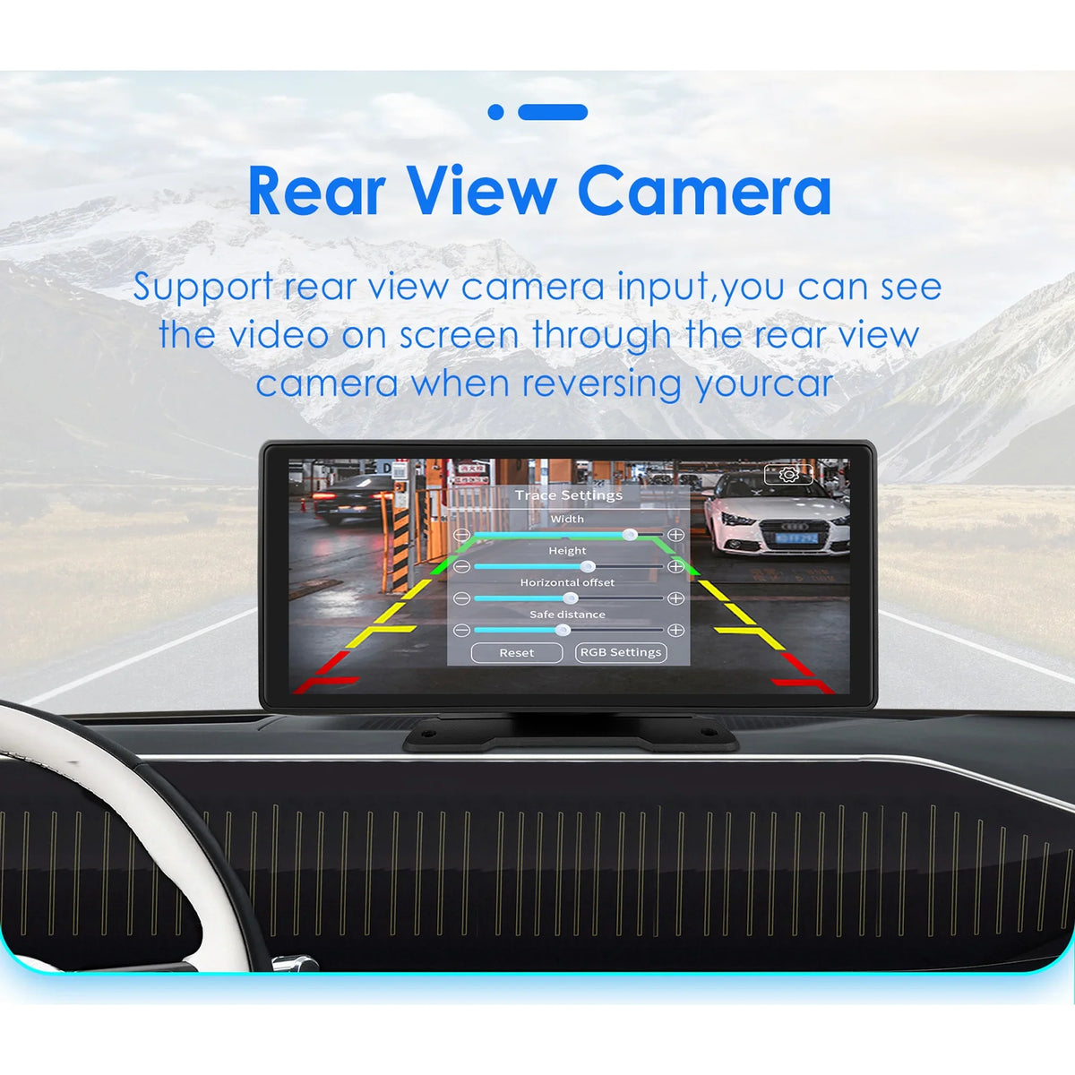 Android 360° Adjustable Head Carplay Mirror Auto Stereo 10.26" Touchscreen Car Navigation FM Radio Unit GPS Player Link Bluetooth