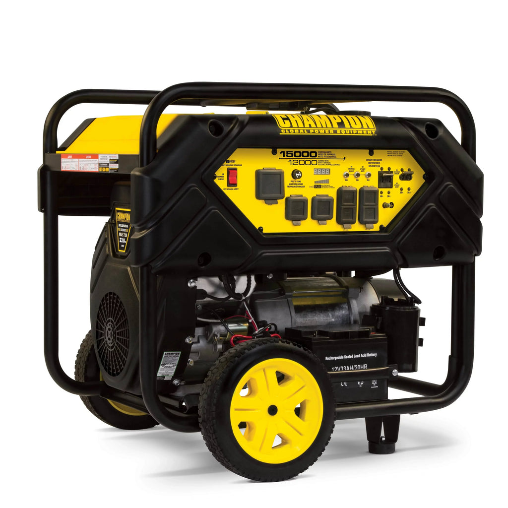and 15,000/12,000 Lift Watts Generator Electric Power Hook with Champion Portable Equipment Start