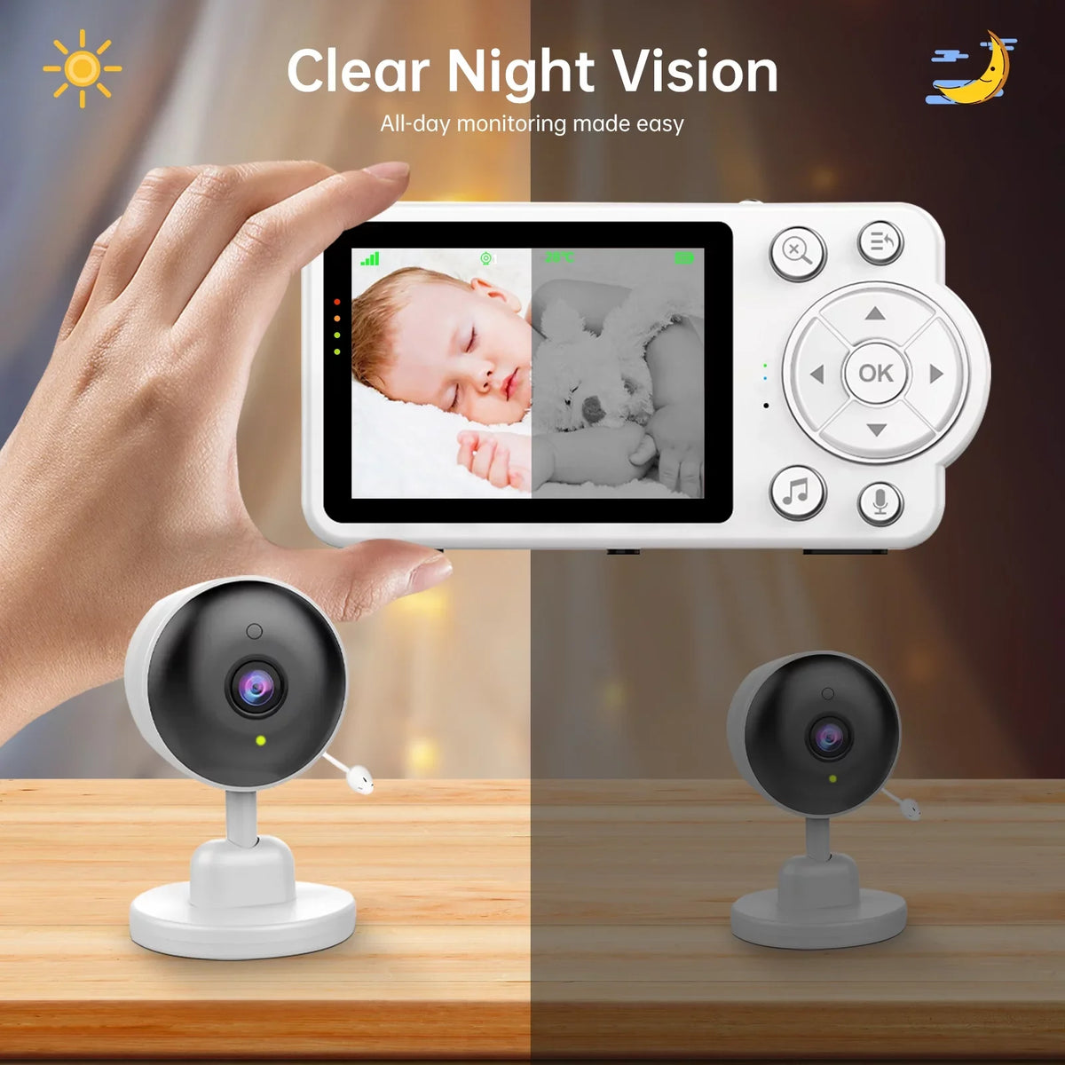 with Monitor, Night Talk, Fixdono Vision, Baby and Monitor Camera Video Baby 480P Audio, 2-Way