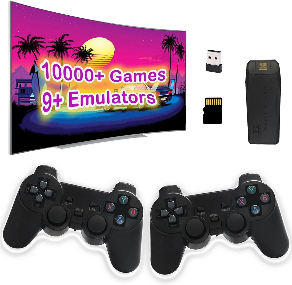 Wireless in 4K Play with Stick Game High HD Emulators,Plug Retro Output and for Wireless TV Games,9 10000+ Classic Game Dual Controllers 2.4G Video Definition Console,Built
