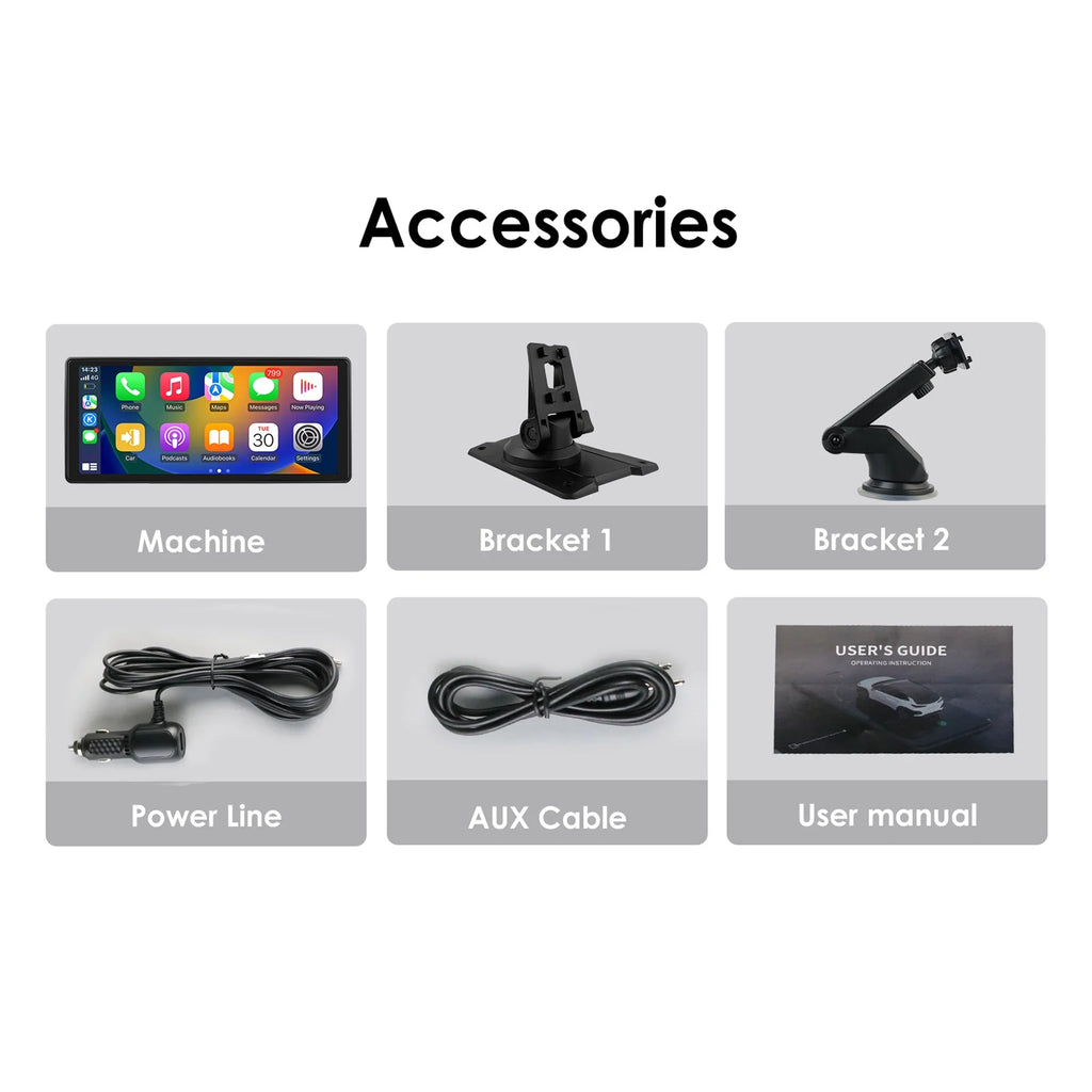 Android 360° Adjustable Head Carplay Mirror Auto Stereo 10.26" Touchscreen Car Navigation FM Radio Unit GPS Player Link Bluetooth