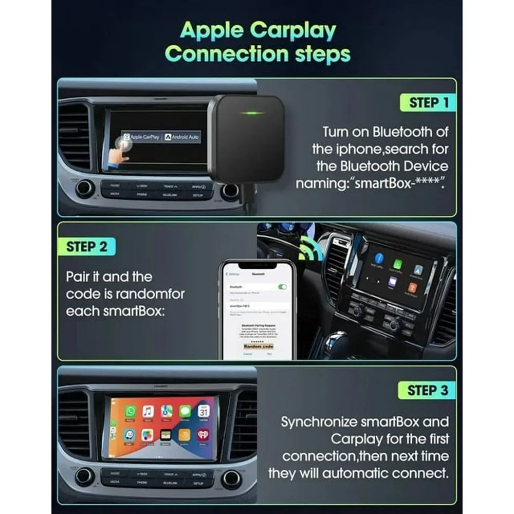 Adapter Black Dongle, Box For Wireless iOS Carplay Player Auto Car Navigation