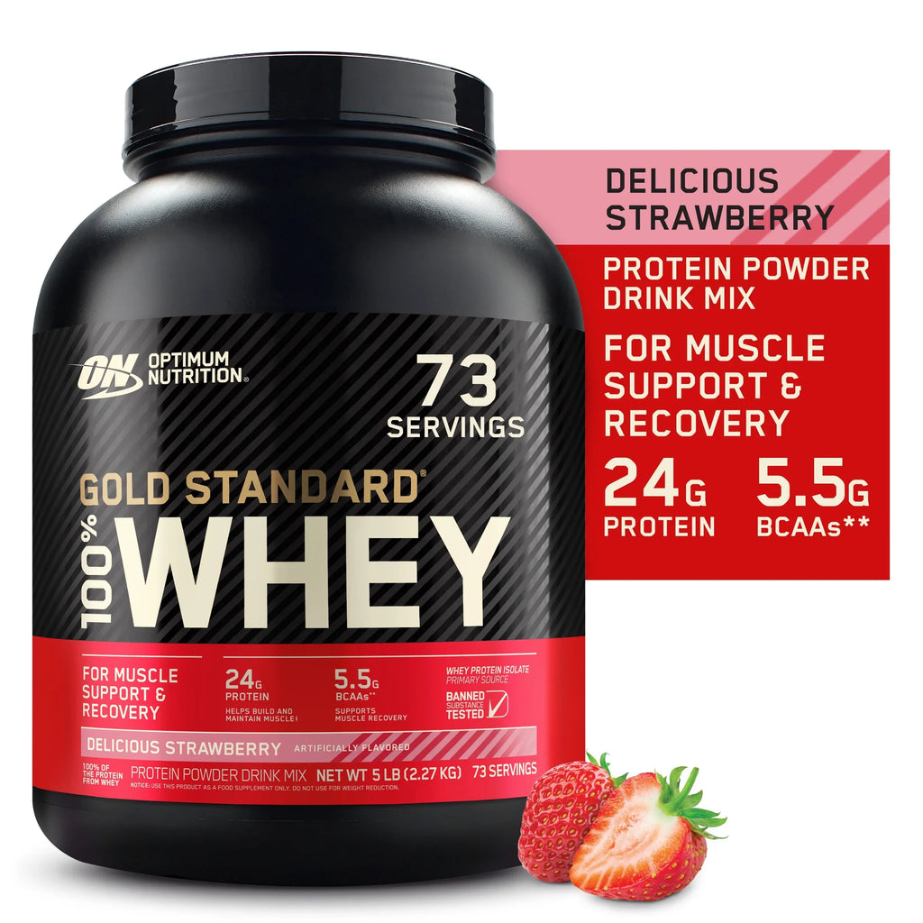 Whey Delicious lb, Servings Gold Strawberry, Powder, Standard 100% 73 Nutrition, Protein Optimum 5