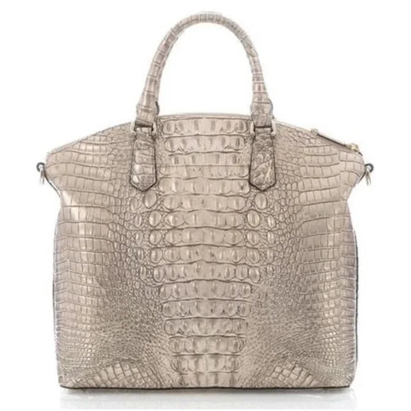 Brahmin Satchel Cane Duxbury Large Silver/Metallic Sugar
